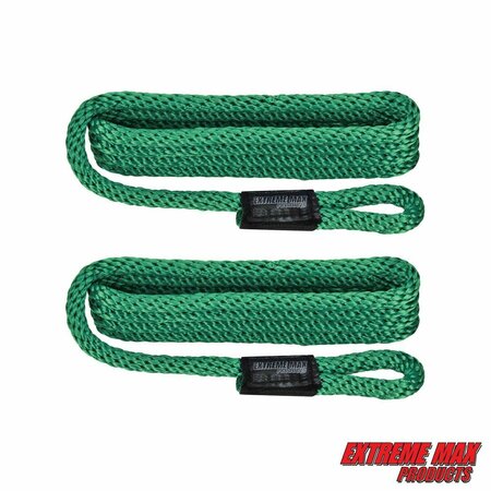 EXTREME MAX Extreme Max 3006.2162 BoatTector Solid Braid MFP Fender Line Value 2-Pack - 3/8" x 5', Forest Green 3006.2162
